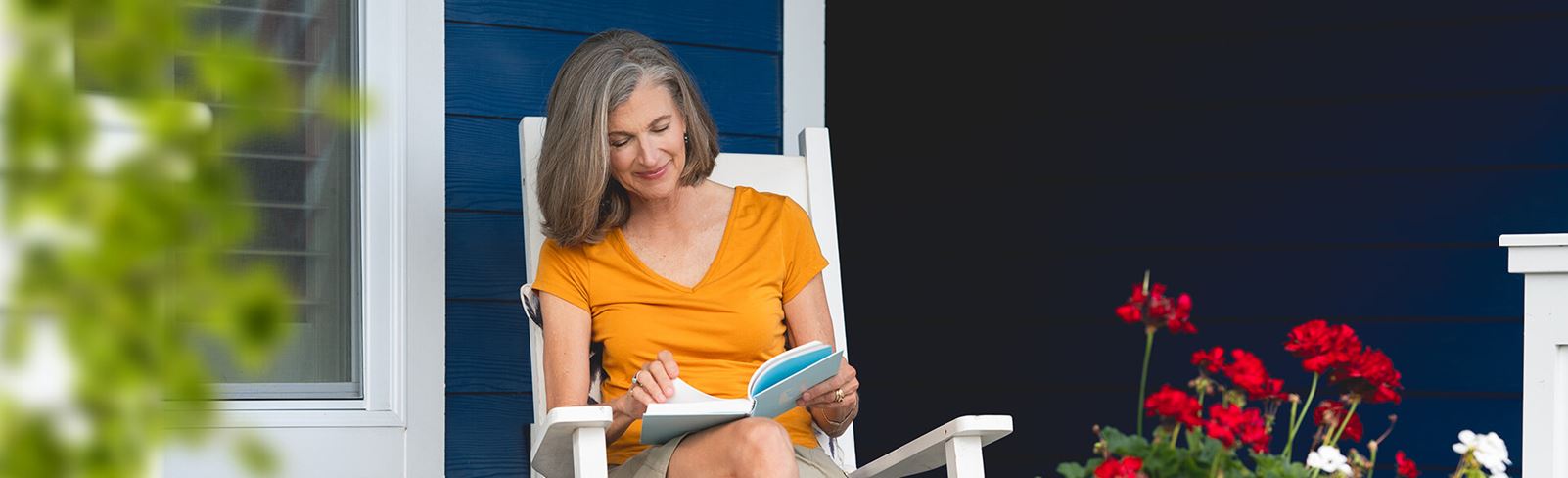 Resident reading at home in Riverlights community located in Wilmington, NC