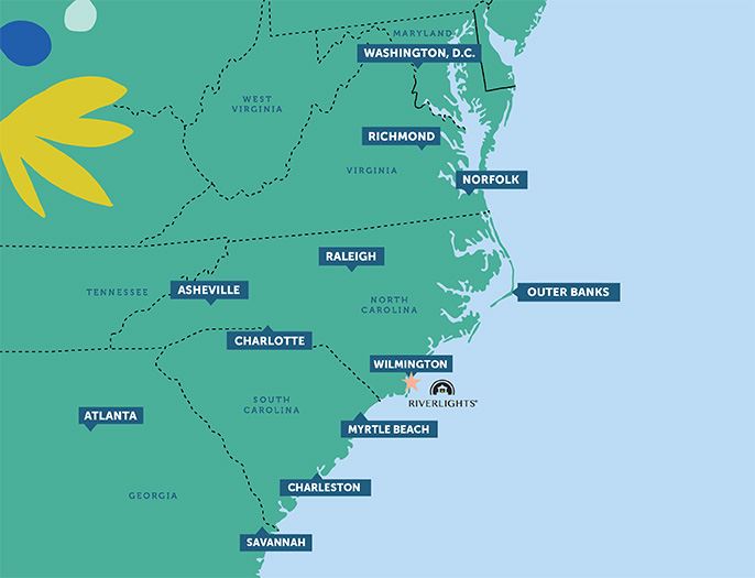 Riverlights Community in Wilmington, NC Location Map